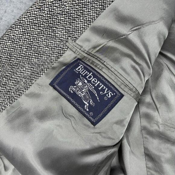 Vintage Burberrys Wool Tweed Blazer Sport Coat Men’s Gray Jacket 44R Old Money - Picture 9 of 15
